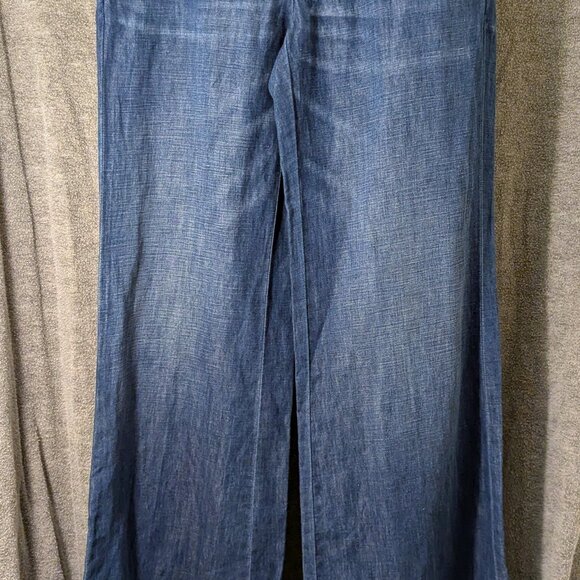 New! Martin + Osa Wide Leg Buckel Detailing Linen Blend TALL Jeans 29L - Picture 2 of 7